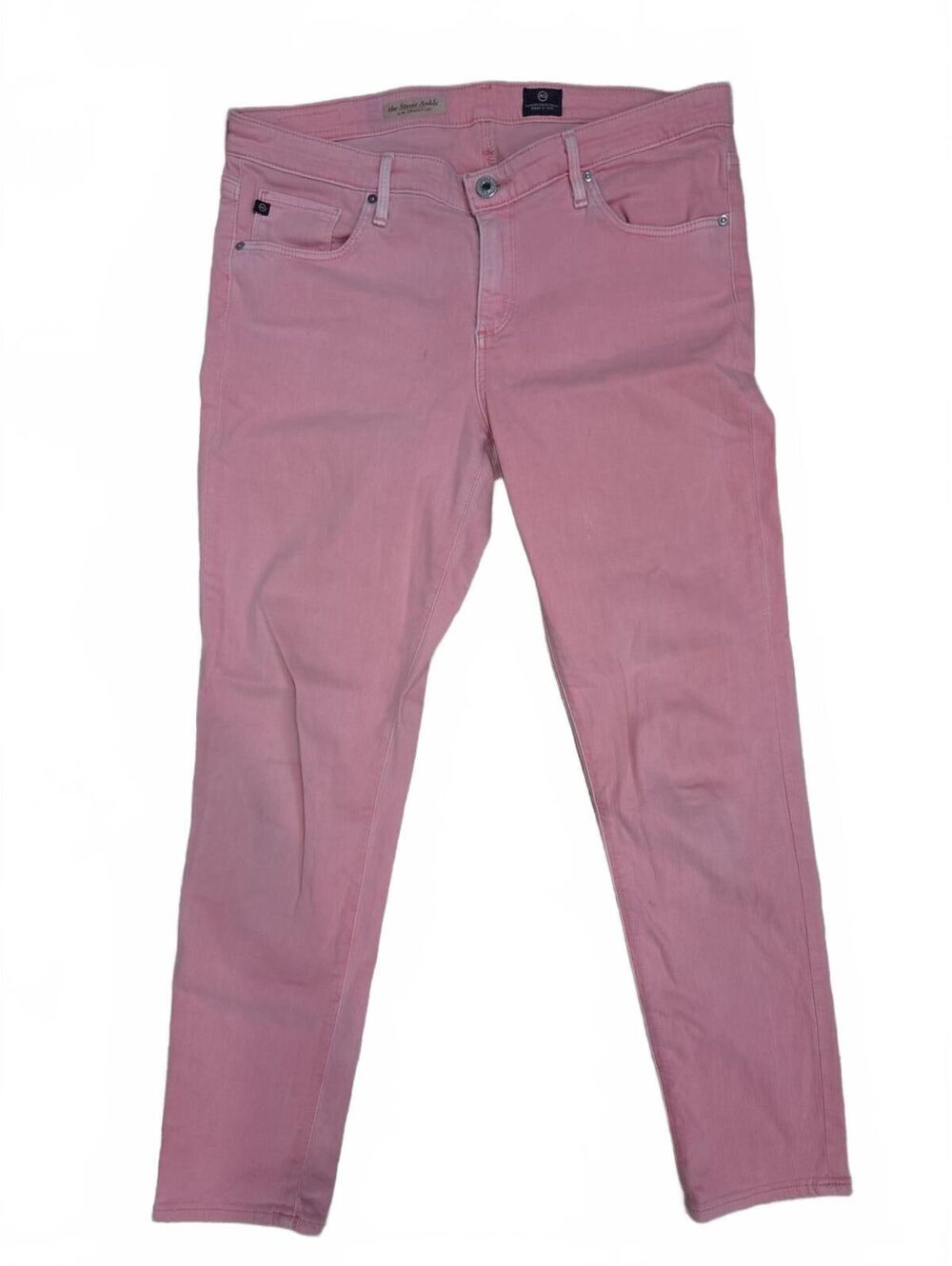 AG Adriano Goldschmied Stevie Ankle Pink Slim Straight Leg Jeans Womens Size 31R